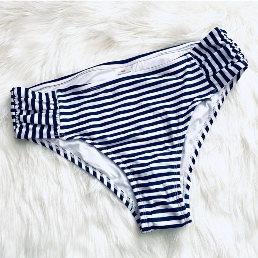 Vineyard Vines x Target | Navy Blue & White Striped Plus Size Bikini Swim Bottom